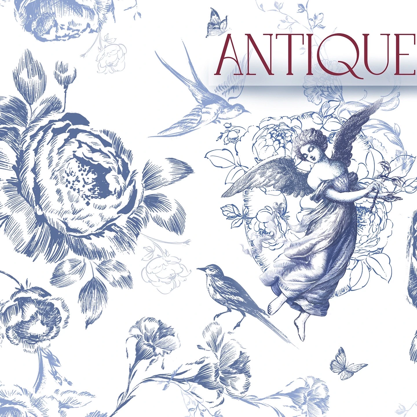 Line Art Flowers Vintage Baroque Couple Set